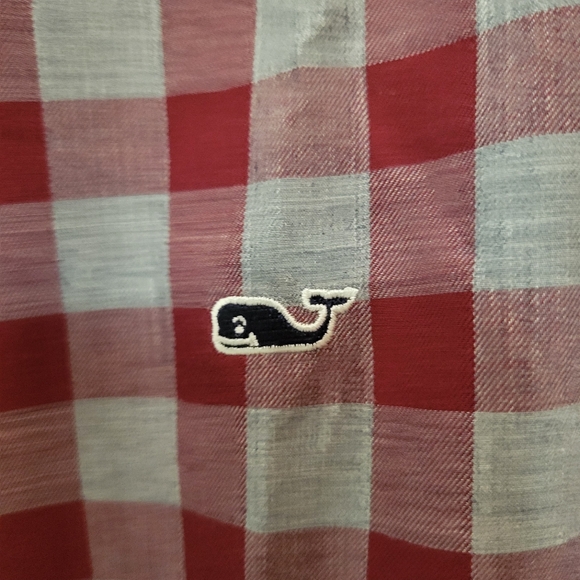 Red Vineyard Vines Plaid Whale Shirt - Picture 4 of 5